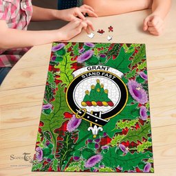 Scottish Grant Modern Clan Tartan Puzzle - Thistle Pattern Style Scottish Plaid Tartan Plaid