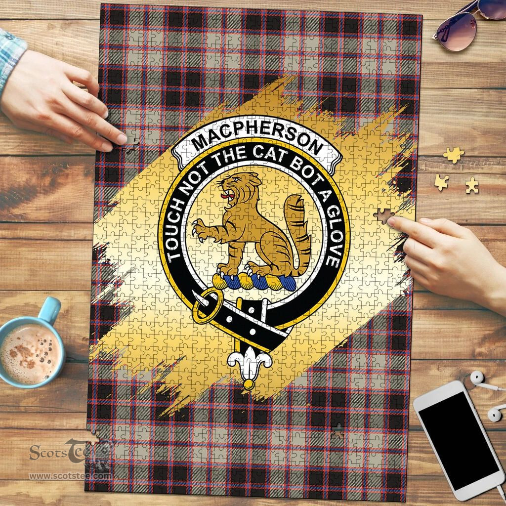 Scottish MacPherson Hunting Ancient Clan Tartan Puzzle - Gold Style Scottish Plaid Tartan Plaid