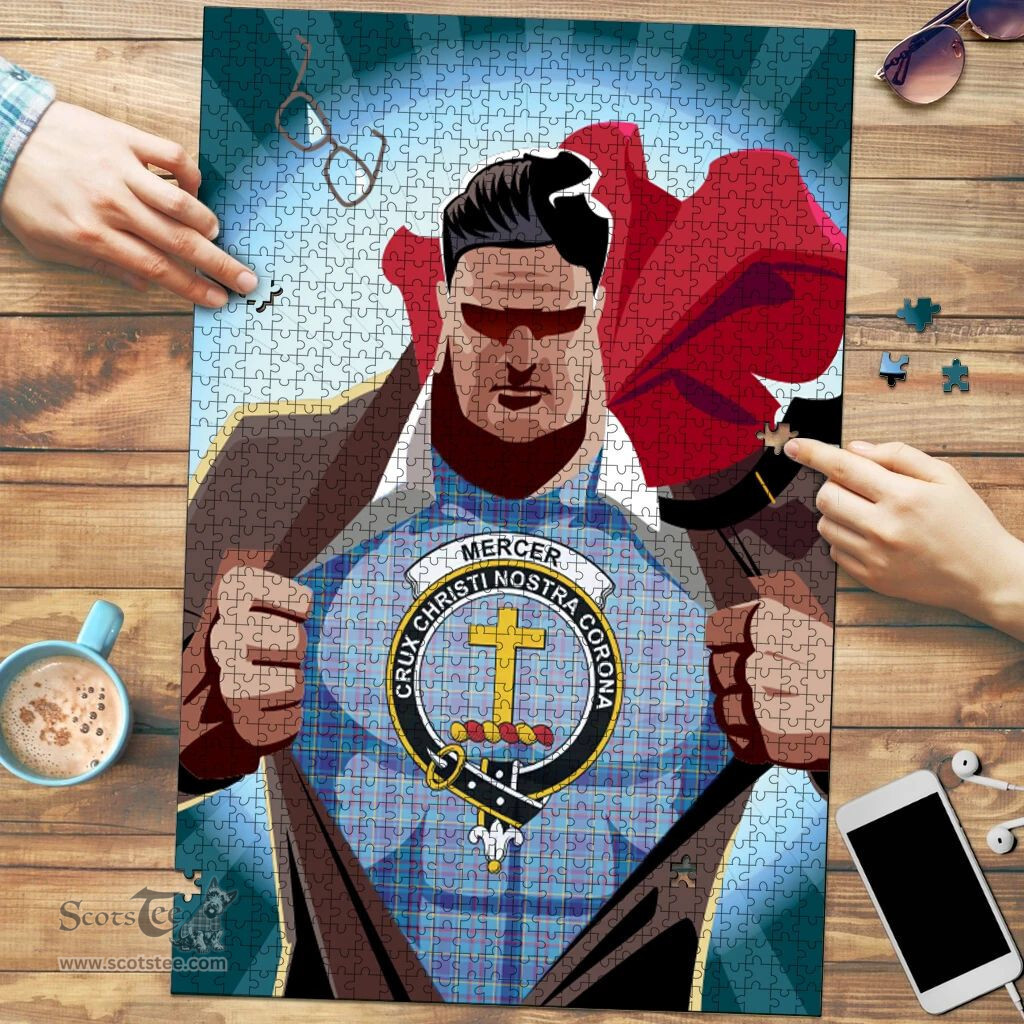 Scottish Mercer Modern Clan Tartan Puzzle - Supper Hero Style Scottish Plaid Tartan Plaid