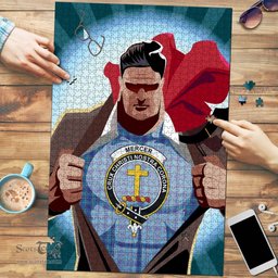 Scottish Mercer Modern Clan Tartan Puzzle - Supper Hero Style Scottish Plaid Tartan Plaid