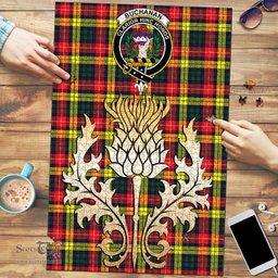 Scottish Buchanan Modern Clan Tartan Puzzle - Thistle Gold Style Scottish Plaid Tartan Plaid