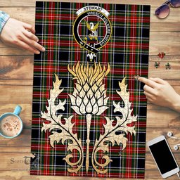 Scottish Stewart Black Clan Tartan Puzzle - Thistle Gold Style Scottish Plaid Tartan Plaid