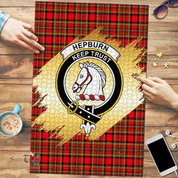 Scottish Hepburn Clan Tartan Puzzle - Gold Style Scottish Plaid Tartan Plaid