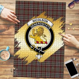 Scottish Nicolson Hunting Weathered Clan Tartan Puzzle - Gold Style Scottish Plaid Tartan Plaid