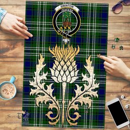 Scottish Swinton Clan Tartan Puzzle - Thistle Gold Style Scottish Plaid Tartan Plaid