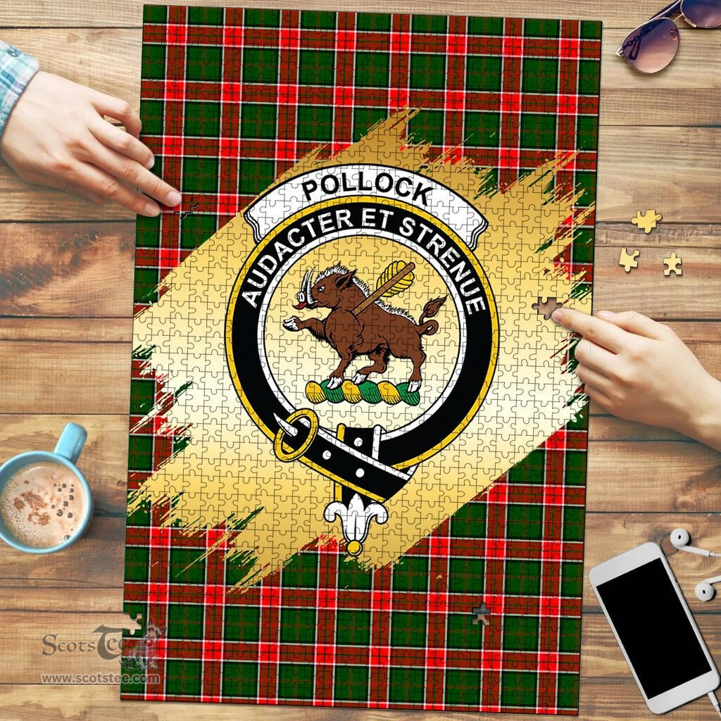 Scottish Pollock Modern Clan Tartan Puzzle - Gold Style Scottish Plaid Tartan Plaid