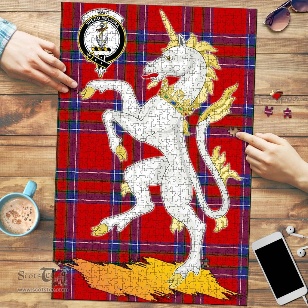 Scottish Rait Clan Tartan Puzzle - Unicorn Style Scottish Plaid Tartan Plaid
