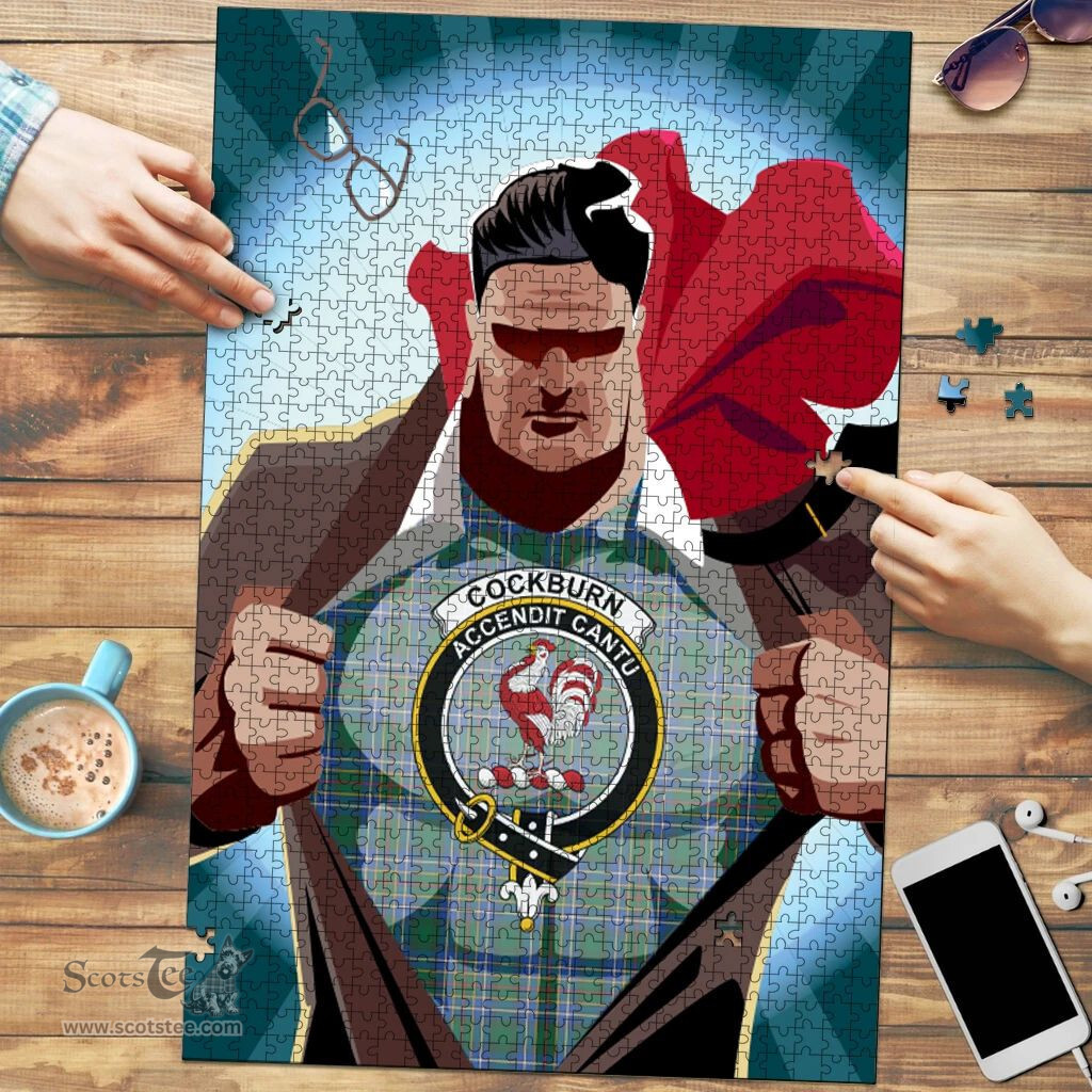 Scottish Cockburn Ancient Clan Tartan Puzzle - Supper Hero Style Scottish Plaid Tartan Plaid