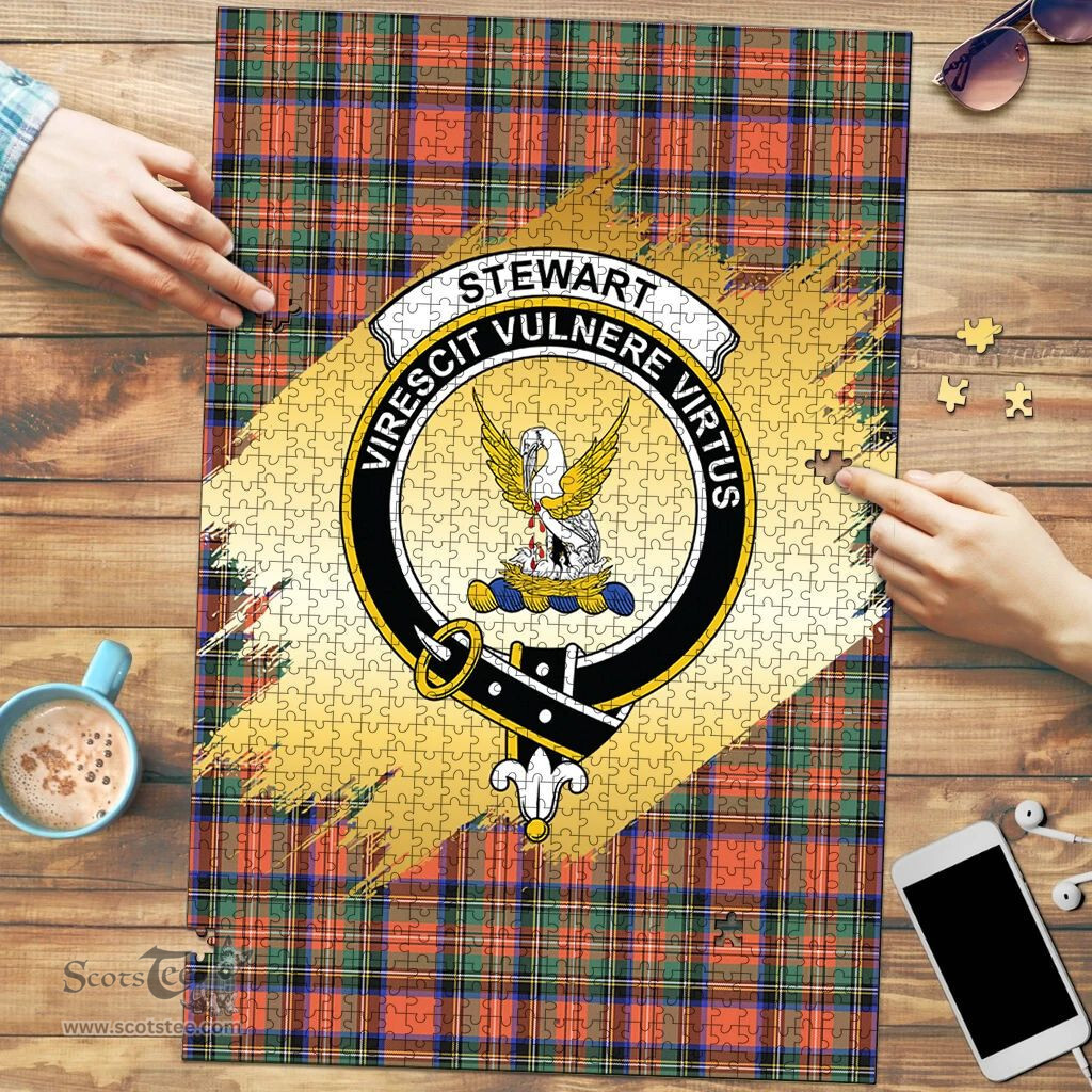 Scottish Stewart Royal Ancient Clan Tartan Puzzle - Gold Style Scottish Plaid Tartan Plaid