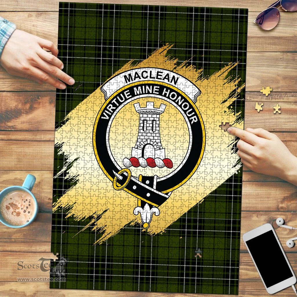 Scottish MacLean Hunting Clan Tartan Puzzle - Gold Style Scottish Plaid Tartan Plaid