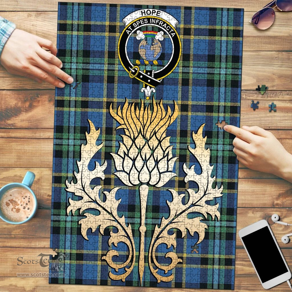Scottish Hope Clan Tartan Puzzle - Thistle Gold Style Scottish Plaid Tartan Plaid