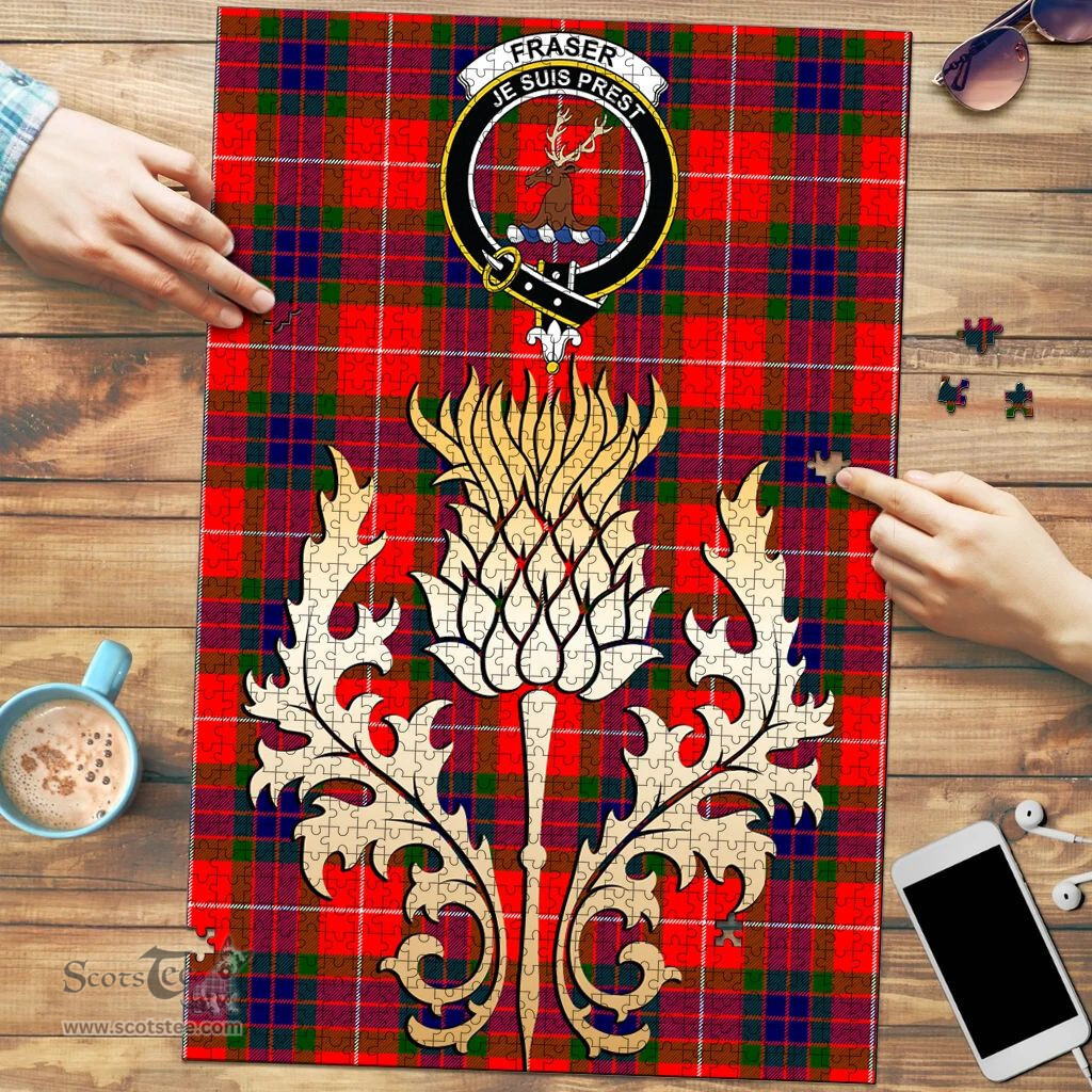 Scottish Fraser Modern Clan Tartan Puzzle - Thistle Gold Style Scottish Plaid Tartan Plaid