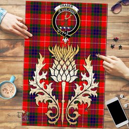 Scottish Fraser Modern Clan Tartan Puzzle - Thistle Gold Style Scottish Plaid Tartan Plaid