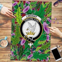 Scottish Lindsay Modern Clan Tartan Puzzle - Thistle Pattern Style Scottish Plaid Tartan Plaid