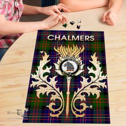 Scottish Chalmers Modern Clan Tartan Puzzle - Thistle Scotland Style Scottish Plaid Tartan Plaid