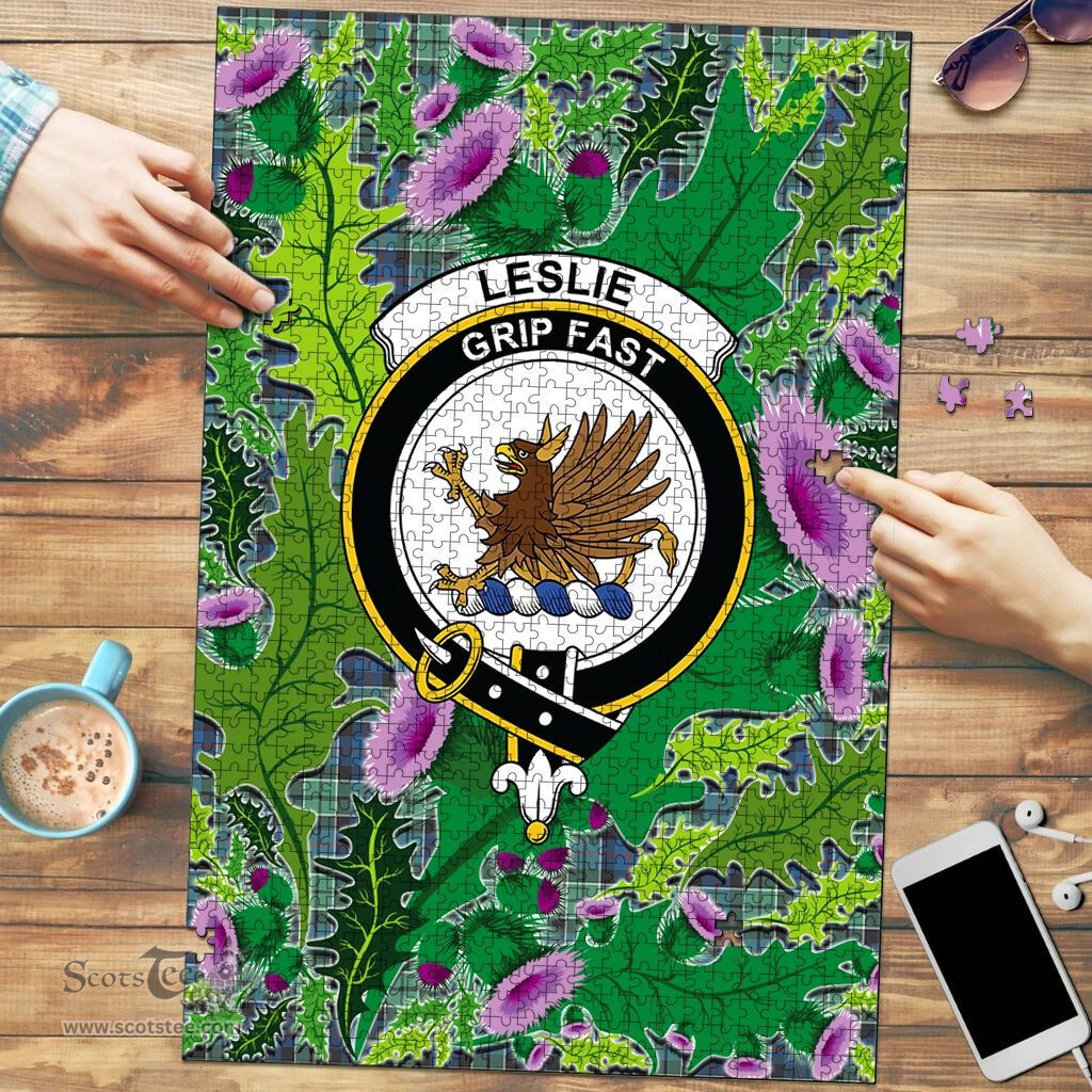 Scottish Leslie Hunting Ancient Clan Tartan Puzzle - Thistle Pattern Style Scottish Plaid Tartan Plaid