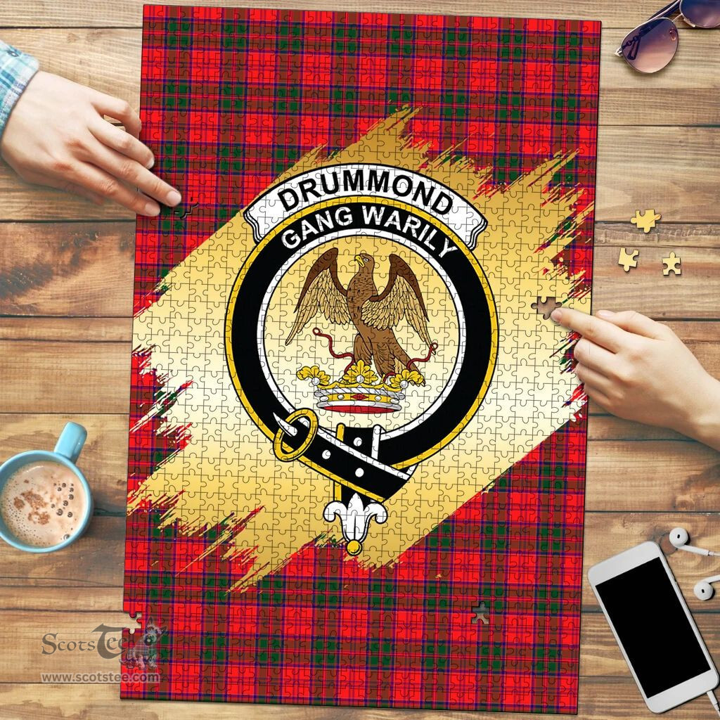 Scottish Drummond Modern Clan Tartan Puzzle - Gold Style Scottish Plaid Tartan Plaid