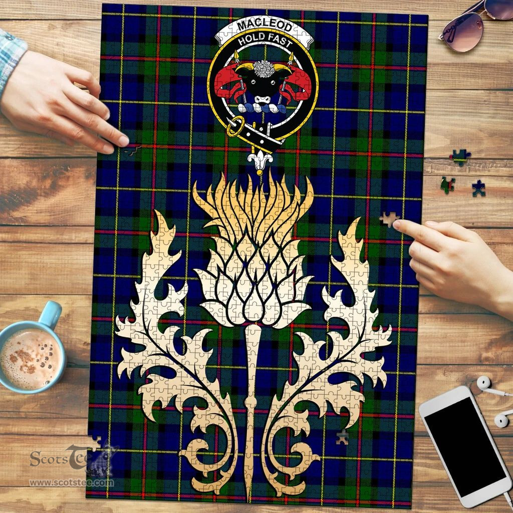 Scottish MacLeod of Harris Modern Clan Tartan Puzzle - Thistle Gold Style Scottish Plaid Tartan Plaid
