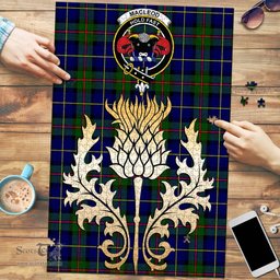 Scottish MacLeod of Harris Modern Clan Tartan Puzzle - Thistle Gold Style Scottish Plaid Tartan Plaid