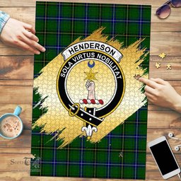 Scottish Henderson Modern Clan Tartan Puzzle - Gold Style Scottish Plaid Tartan Plaid