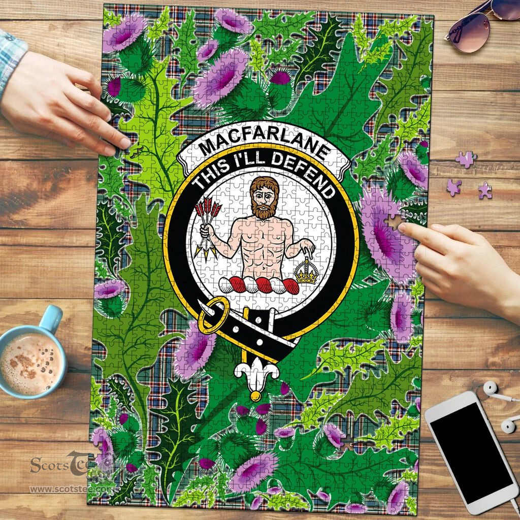 Scottish MacFarlane Hunting Ancient Clan Tartan Puzzle - Thistle Pattern Style Scottish Plaid Tartan Plaid