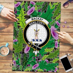 Scottish MacKay Weathered Clan Tartan Puzzle - Thistle Pattern Style Scottish Plaid Tartan Plaid