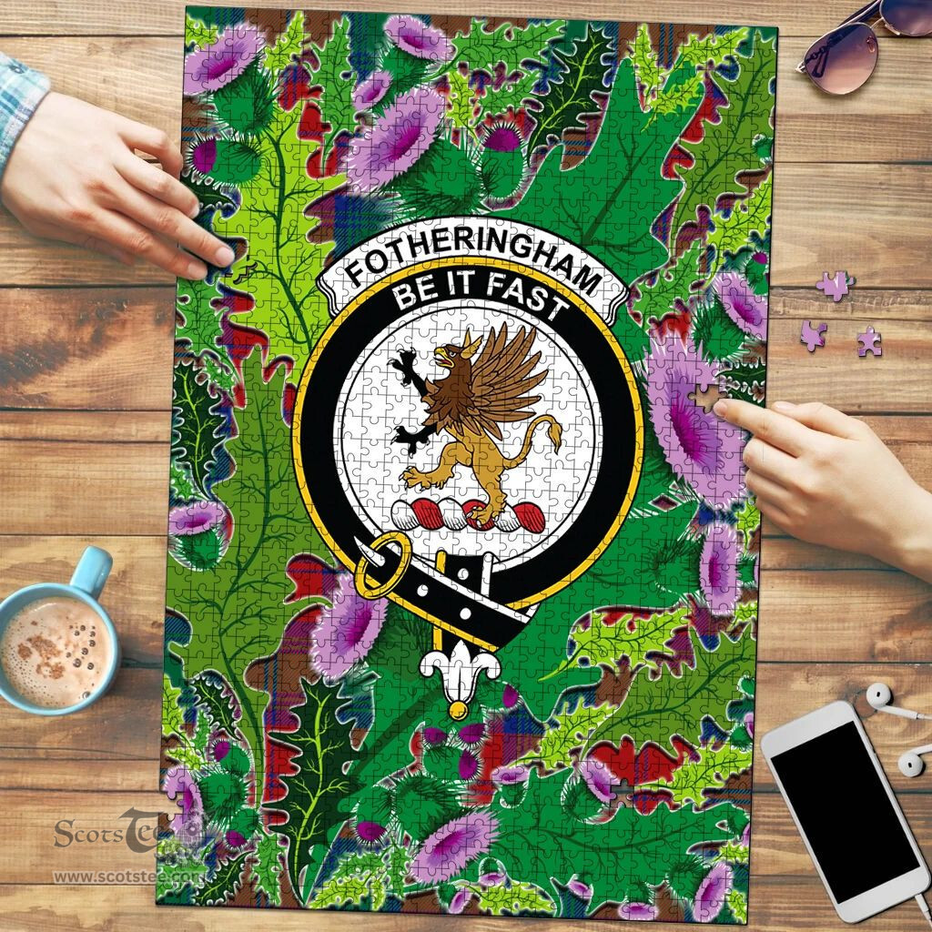 Scottish Fotheringham Modern Clan Tartan Puzzle - Thistle Pattern Style Scottish Plaid Tartan Plaid