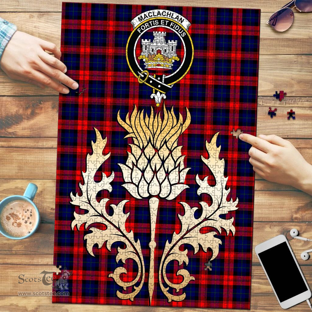Scottish MacLachlan Modern Clan Tartan Puzzle - Thistle Gold Style Scottish Plaid Tartan Plaid