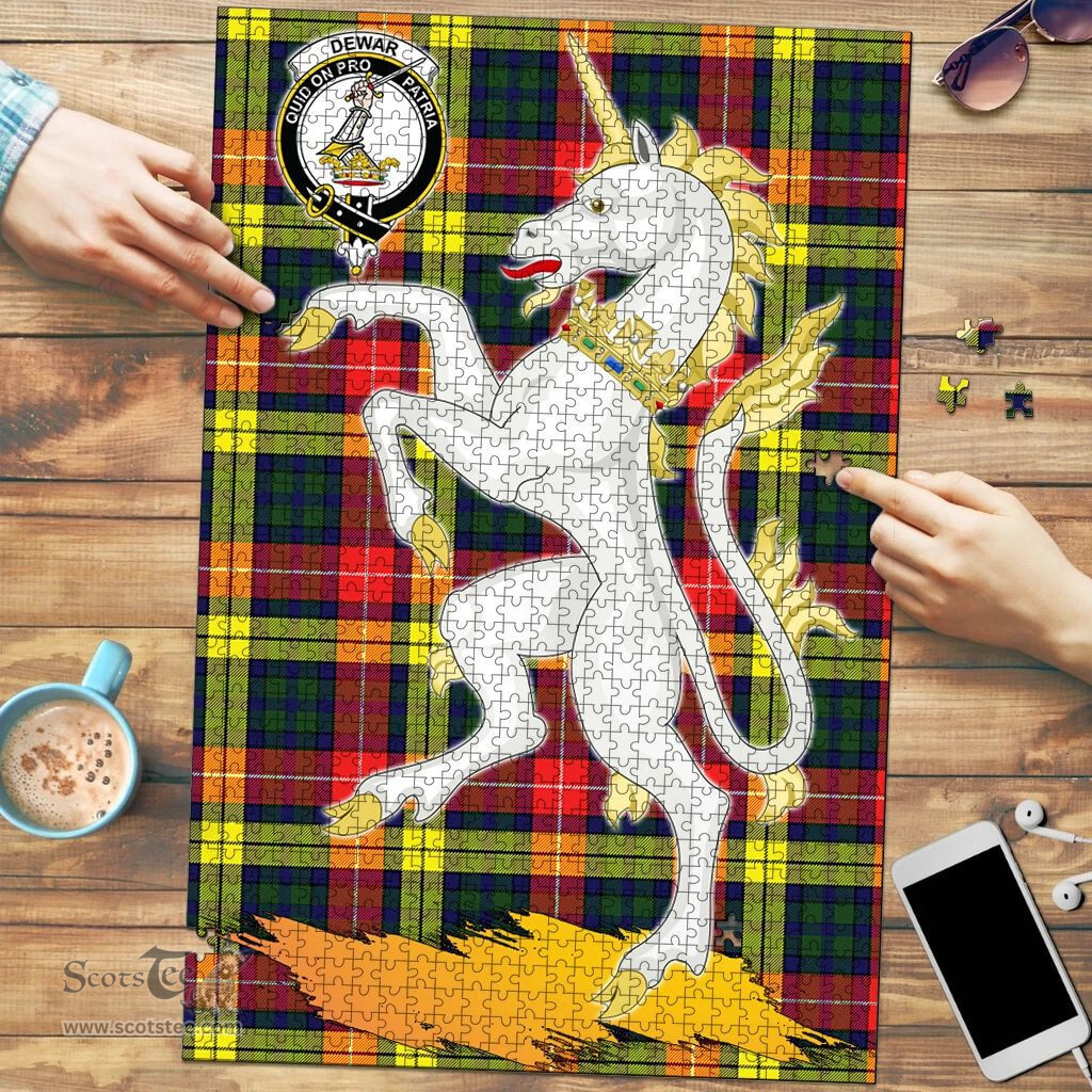 Scottish Dewar Clan Tartan Puzzle - Unicorn Style Scottish Plaid Tartan Plaid