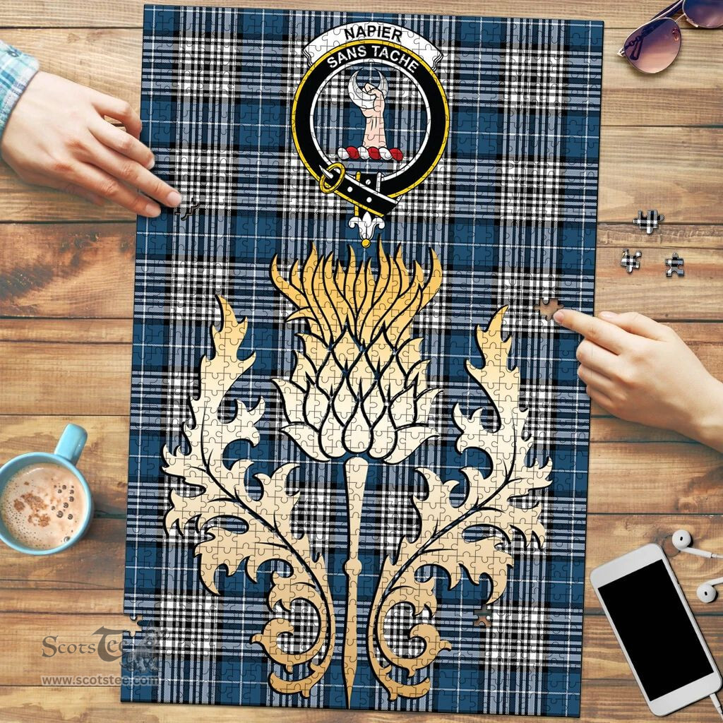 Scottish Napier Modern Clan Tartan Puzzle - Thistle Gold Style Scottish Plaid Tartan Plaid