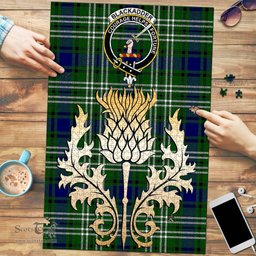 Scottish Blackadder Clan Tartan Puzzle - Thistle Gold Style Scottish Plaid Tartan Plaid