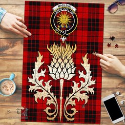 Scottish MacLeod of Raasay Clan Tartan Puzzle - Thistle Gold Style Scottish Plaid Tartan Plaid