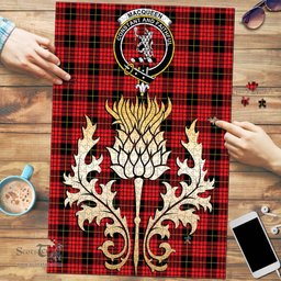 Scottish MacQueen Modern Clan Tartan Puzzle - Thistle Gold Style Scottish Plaid Tartan Plaid