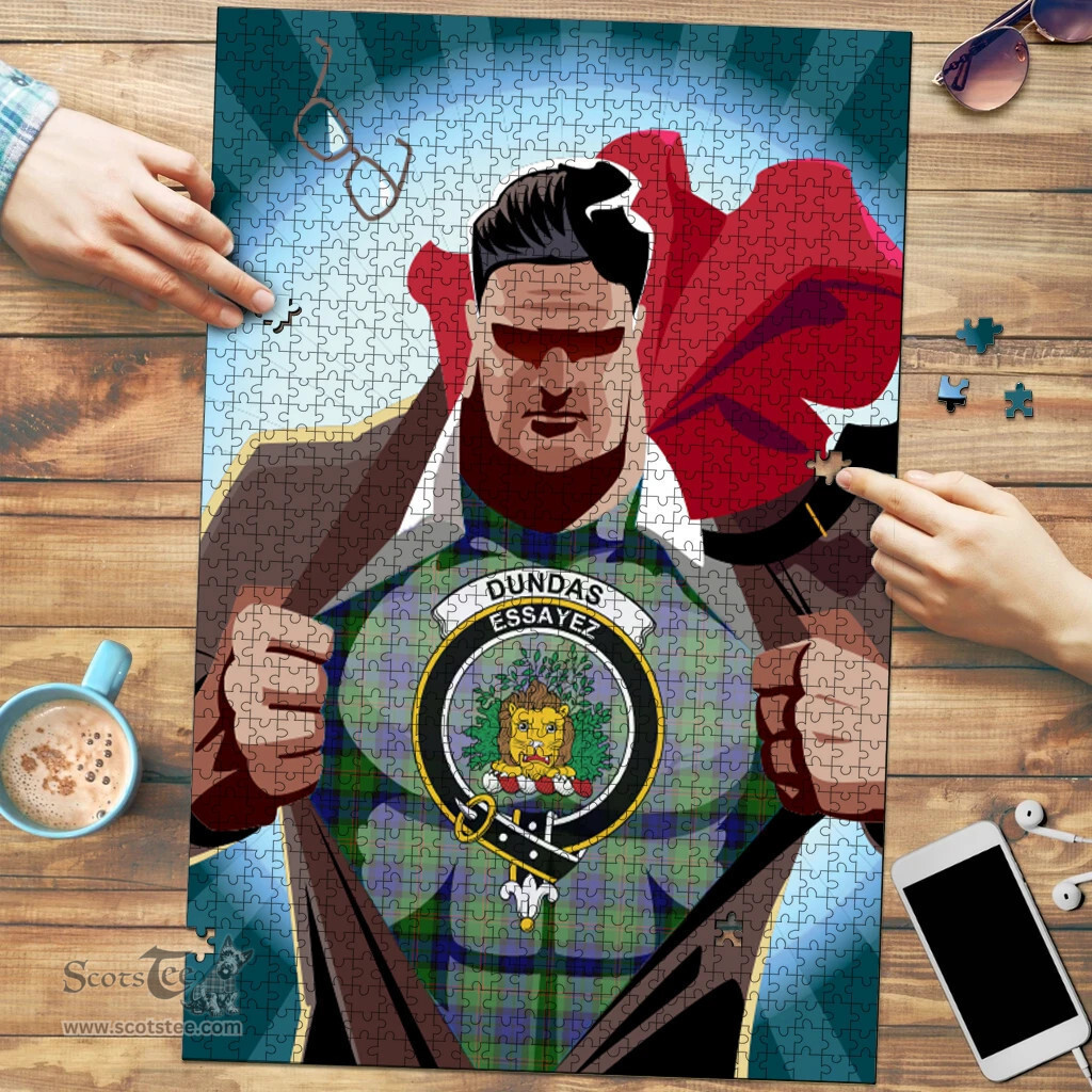 Scottish Dundas Modern Clan Tartan Puzzle - Supper Hero Style Scottish Plaid Tartan Plaid