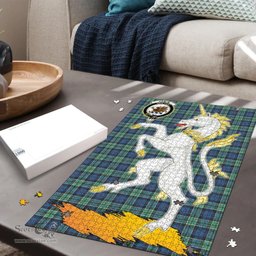 Scottish Leslie Hunting Ancient Clan Tartan Puzzle - Unicorn Style Scottish Plaid Tartan Plaid