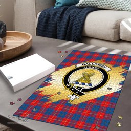 Scottish Galloway Red Clan Tartan Puzzle - Gold Style Scottish Plaid Tartan Plaid