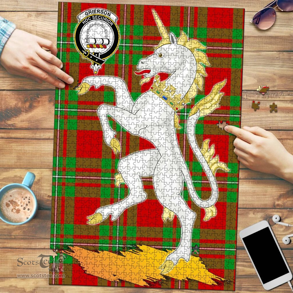 Scottish Grierson Clan Tartan Puzzle - Unicorn Style Scottish Plaid Tartan Plaid