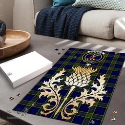 Scottish Colquhoun Modern Clan Tartan Puzzle - Thistle Gold Style Scottish Plaid Tartan Plaid