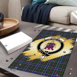 Scottish Ogilvie Hunting Modern Clan Tartan Puzzle - Gold Style Scottish Plaid Tartan Plaid