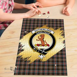 Scottish Sutherland Weathered Clan Tartan Puzzle - Gold Style Scottish Plaid Tartan Plaid