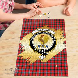 Scottish Sinclair Modern Clan Tartan Puzzle - Gold Style Scottish Plaid Tartan Plaid