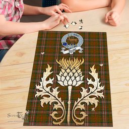 Scottish Scott Brown Modern Clan Tartan Puzzle - Thistle Gold Style Scottish Plaid Tartan Plaid