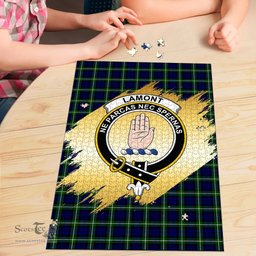 Scottish Lamont Modern Clan Tartan Puzzle - Gold Style Scottish Plaid Tartan Plaid