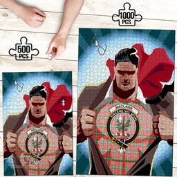 Scottish MacLaine of Loch Buie Clan Tartan Puzzle - Supper Hero Style Scottish Plaid Tartan Plaid
