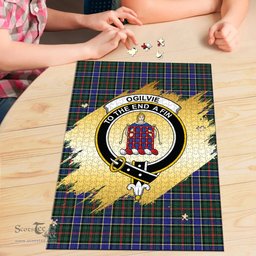Scottish Ogilvie Hunting Modern Clan Tartan Puzzle - Gold Style Scottish Plaid Tartan Plaid