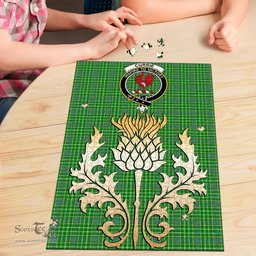Scottish Currie Clan Tartan Puzzle - Thistle Gold Style Scottish Plaid Tartan Plaid
