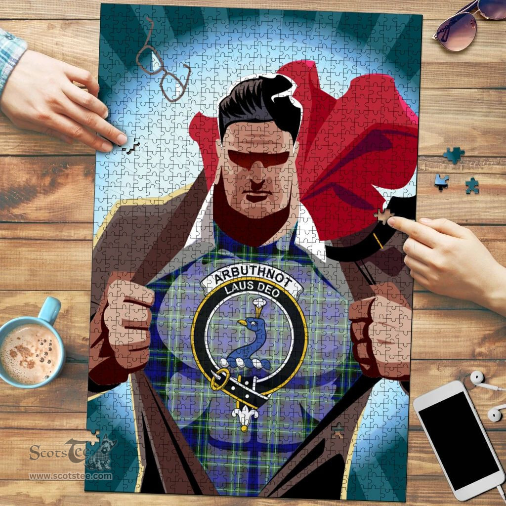 Scottish Arbuthnot Modern Clan Tartan Puzzle - Supper Hero Style Scottish Plaid Tartan Plaid