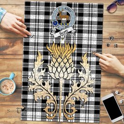 Scottish Scott Black White Modern Clan Tartan Puzzle - Thistle Gold Style Scottish Plaid Tartan Plaid