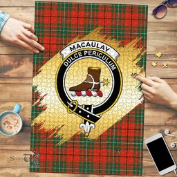 Scottish MacAulay Ancient Clan Tartan Puzzle - Gold Style Scottish Plaid Tartan Plaid