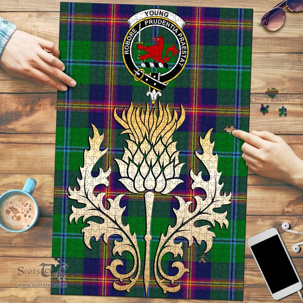 Scottish Young Modern Clan Tartan Puzzle - Thistle Gold Style Scottish Plaid Tartan Plaid